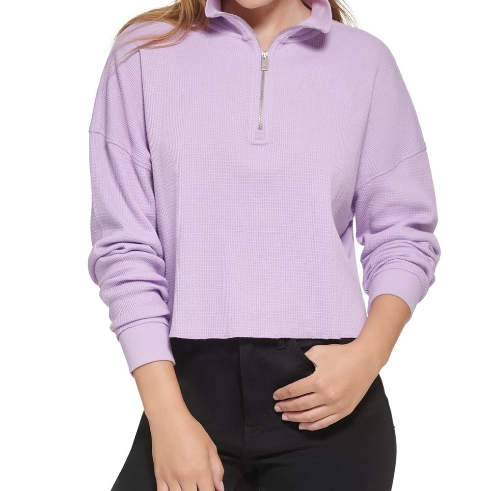 Calvin Klein Jeans Women's Waffle-Knit Half-Zip Top
